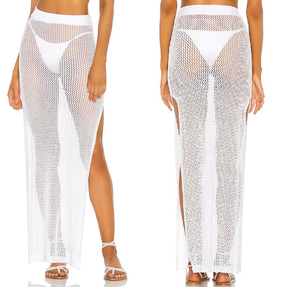 superdown White Crochet Maxi Skirt
